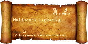 Malincsik Ludovika névjegykártya